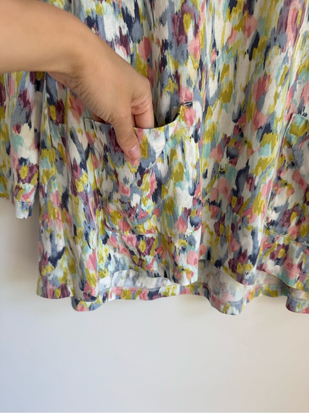 Jill Pure Tunic Top Knit Shirt Multicolor Watercolor Womens Size L - Picture 4 of 8